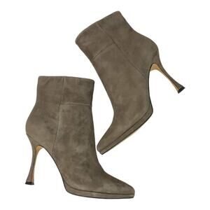 Vince Camuto Pitonnda Suede Heeled Leather Bootie Taupe Size 8 NWT $169 MSRP